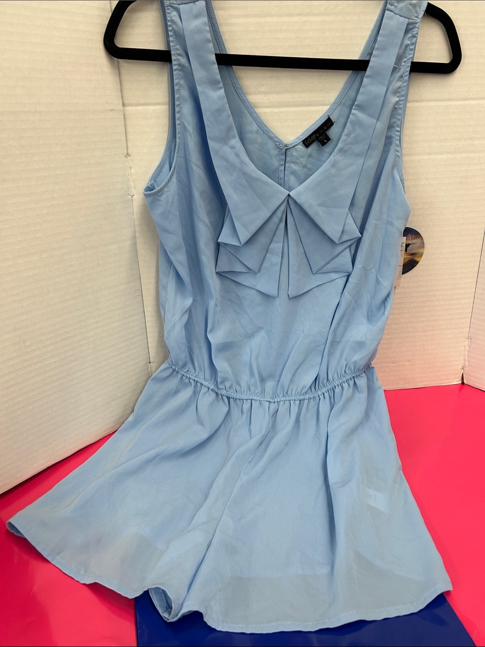 NWT ! Light Blue Sleeveless Ruffle-Front Dress / Shorts